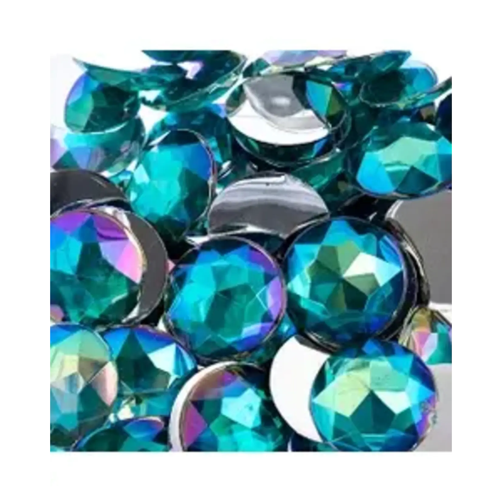 Acrylic Round Flat Back Rhinestones 16mm Turquoise AB 200pcs