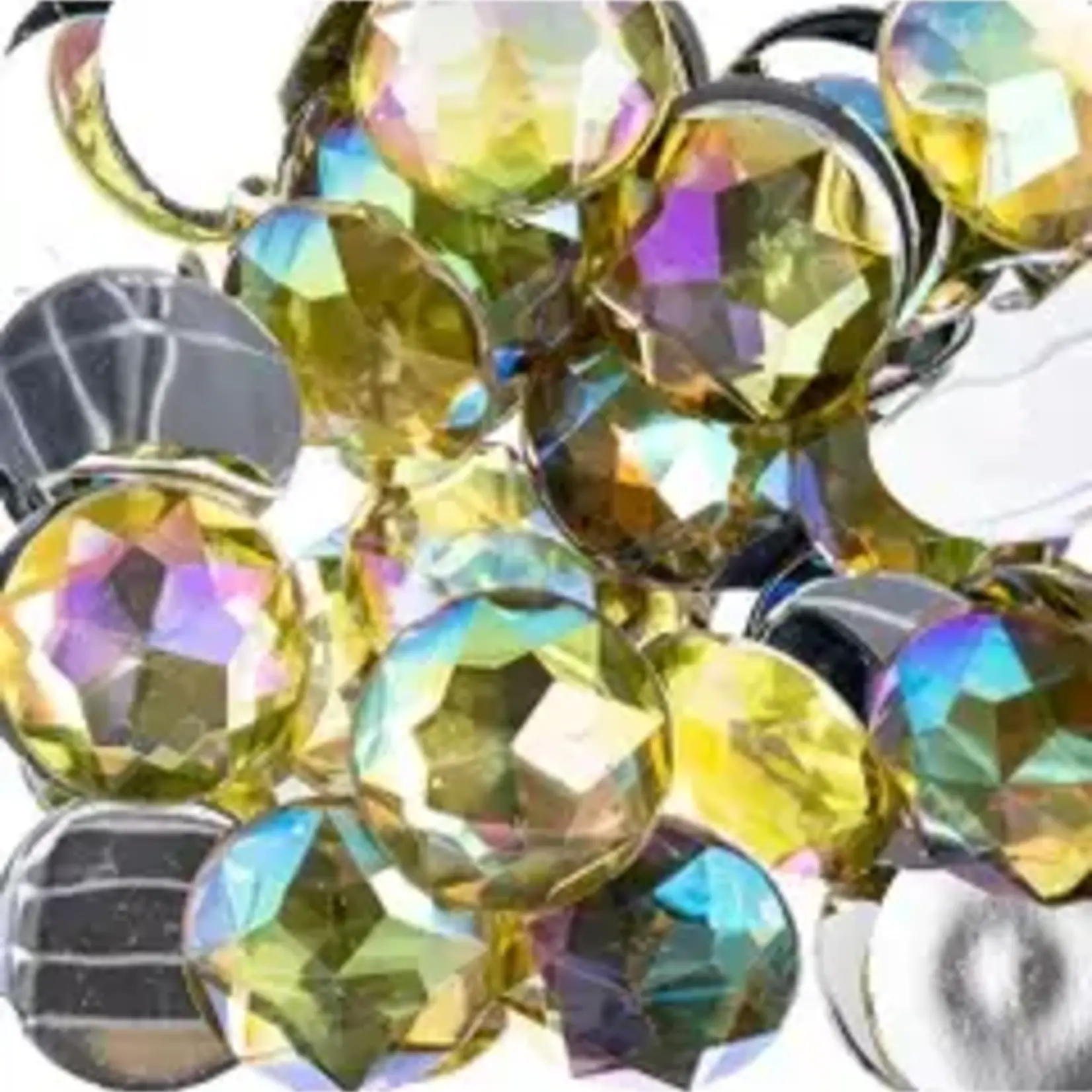 Acrylic Round Flat Back Rhinestones 16mm Yellow AB 200pcs