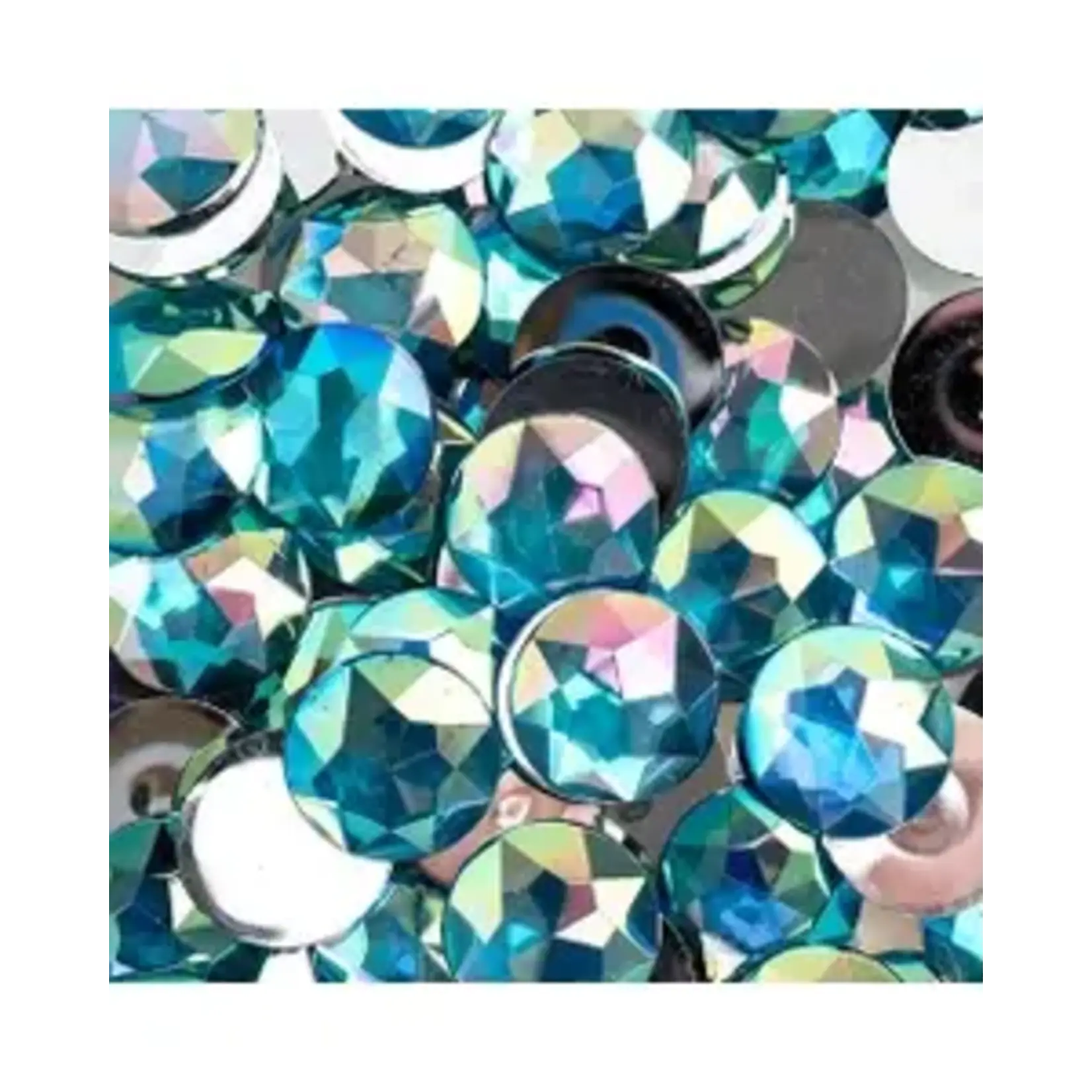 Acrylic Round Flat Back Rhinestones 20mm Aqua AB 200pcs