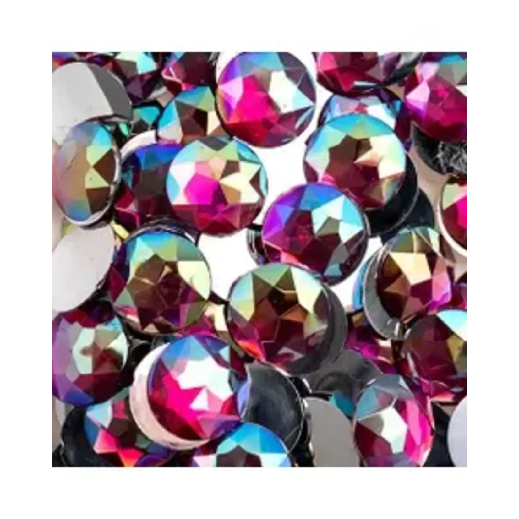 Acrylic Round Flat Back Rhinestones 20mm Fuchsia AB 200pcs