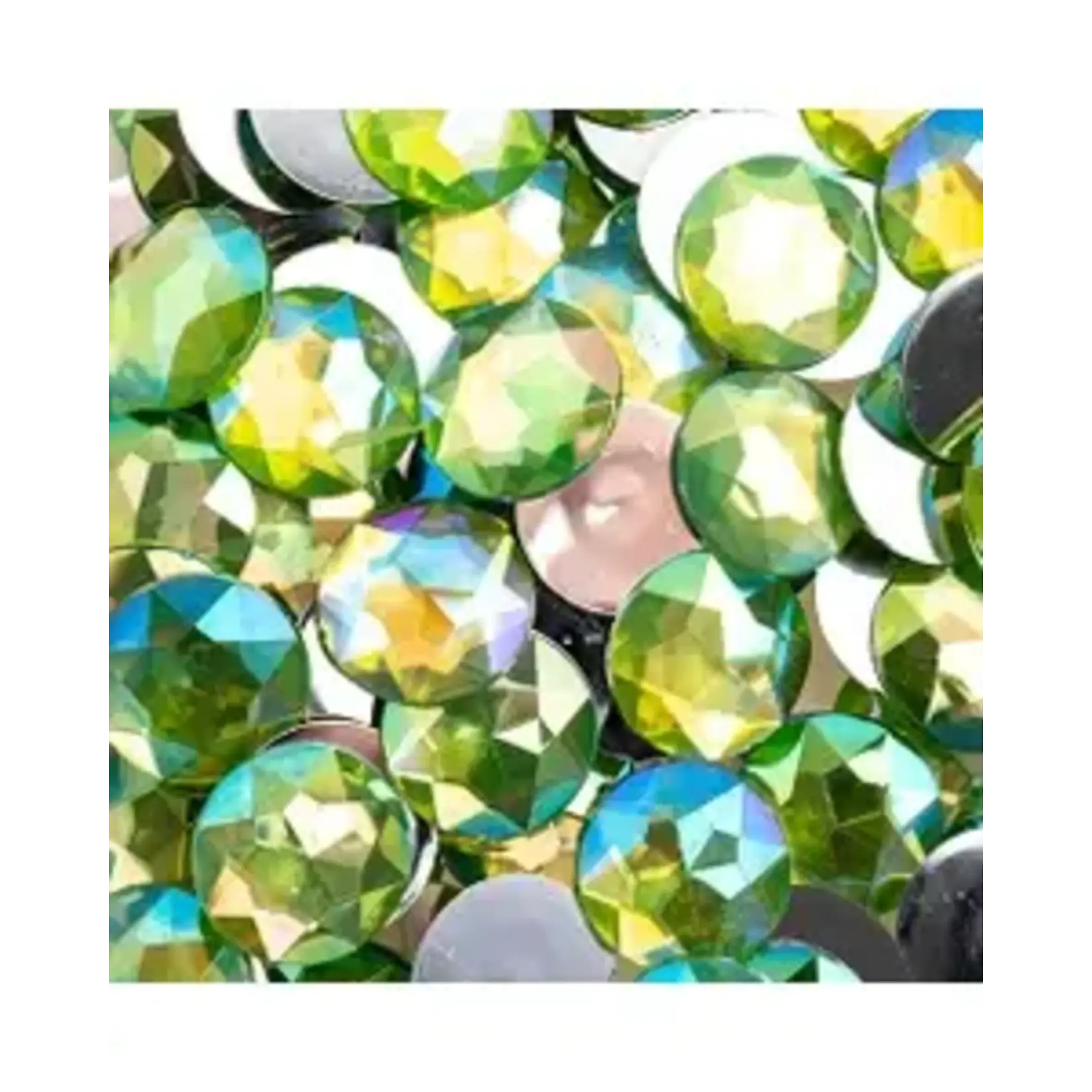 Acrylic Round Flat Back Rhinestones 20mm Peridot AB 200pcs