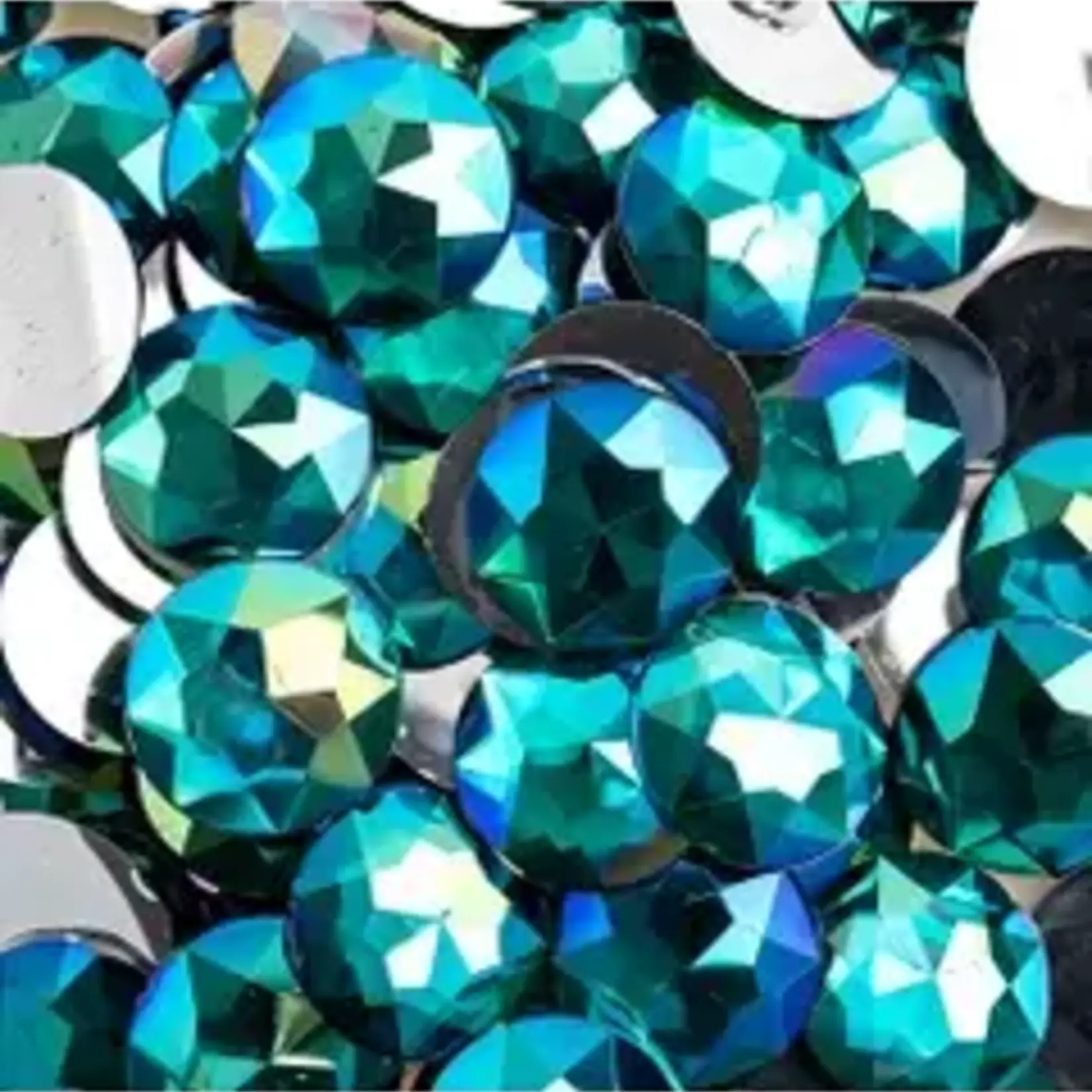 Acrylic Round Flat Back Rhinestones 20mm Turquoise AB 200pcs