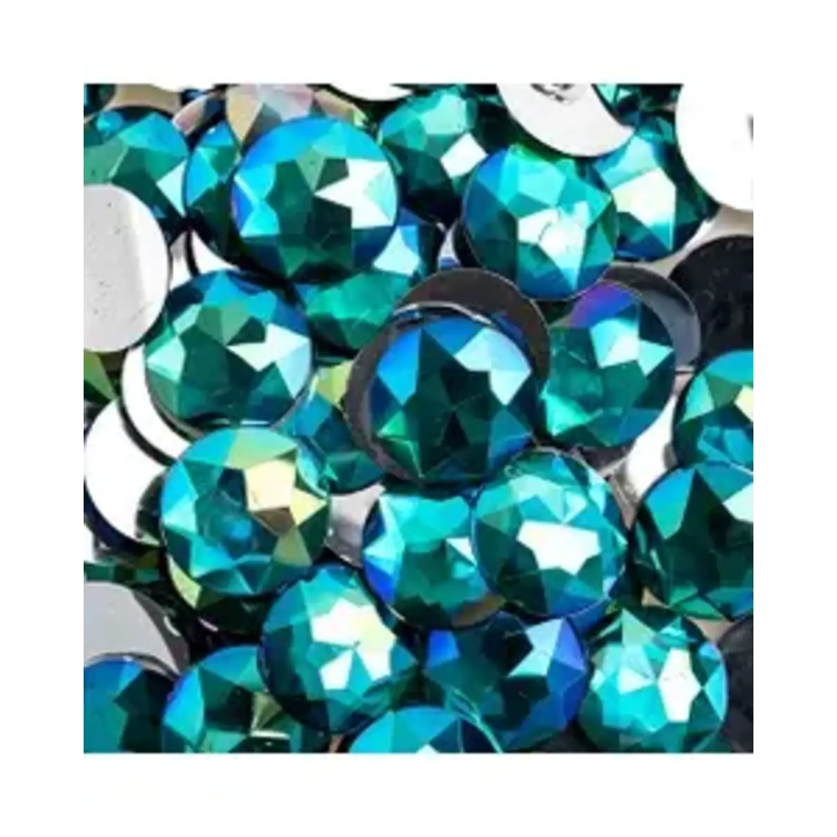 Acrylic Round Flat Back Rhinestones 20mm Turquoise AB 200pcs