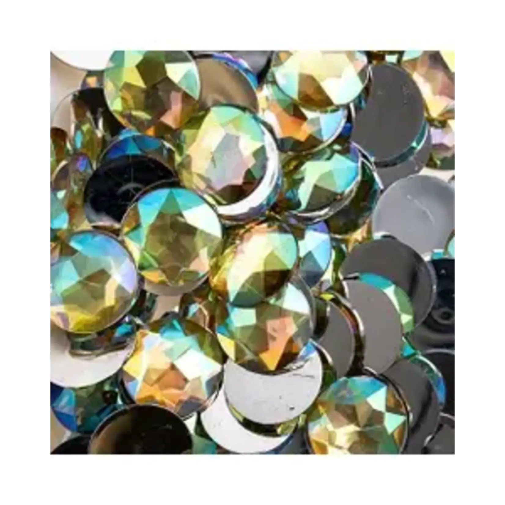 Acrylic Round Flat Back Rhinestones 20mm Yellow AB 200pcs