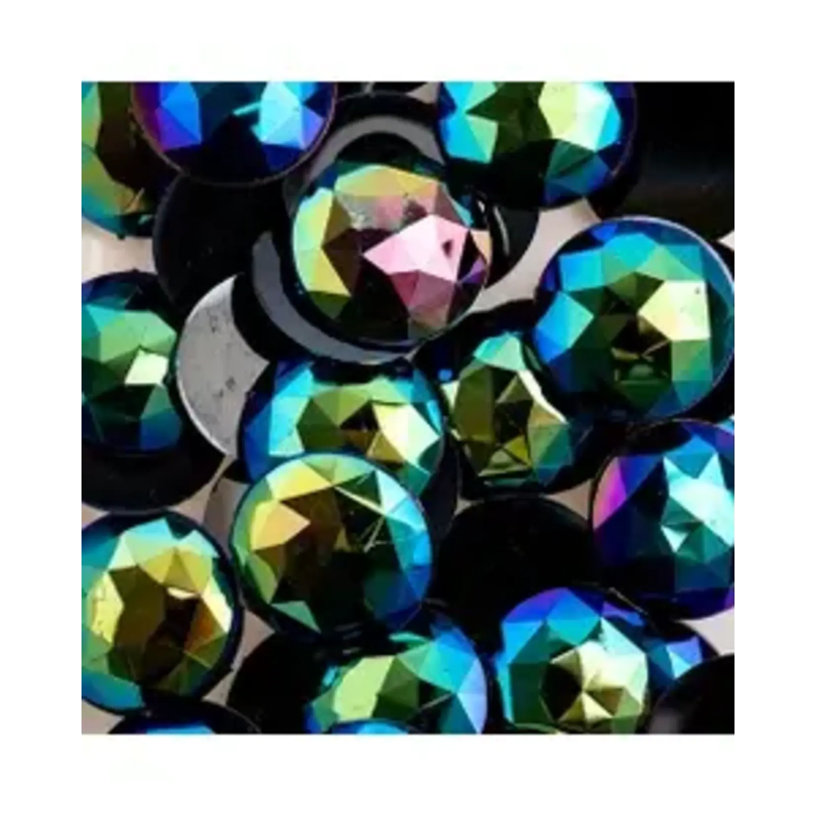 Acrylic Round Flat Back Rhinestones 25mm Black AB 100pcs