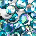 Acrylic Round Flat Back Rhinestones 25mm Aqua AB 100pcs