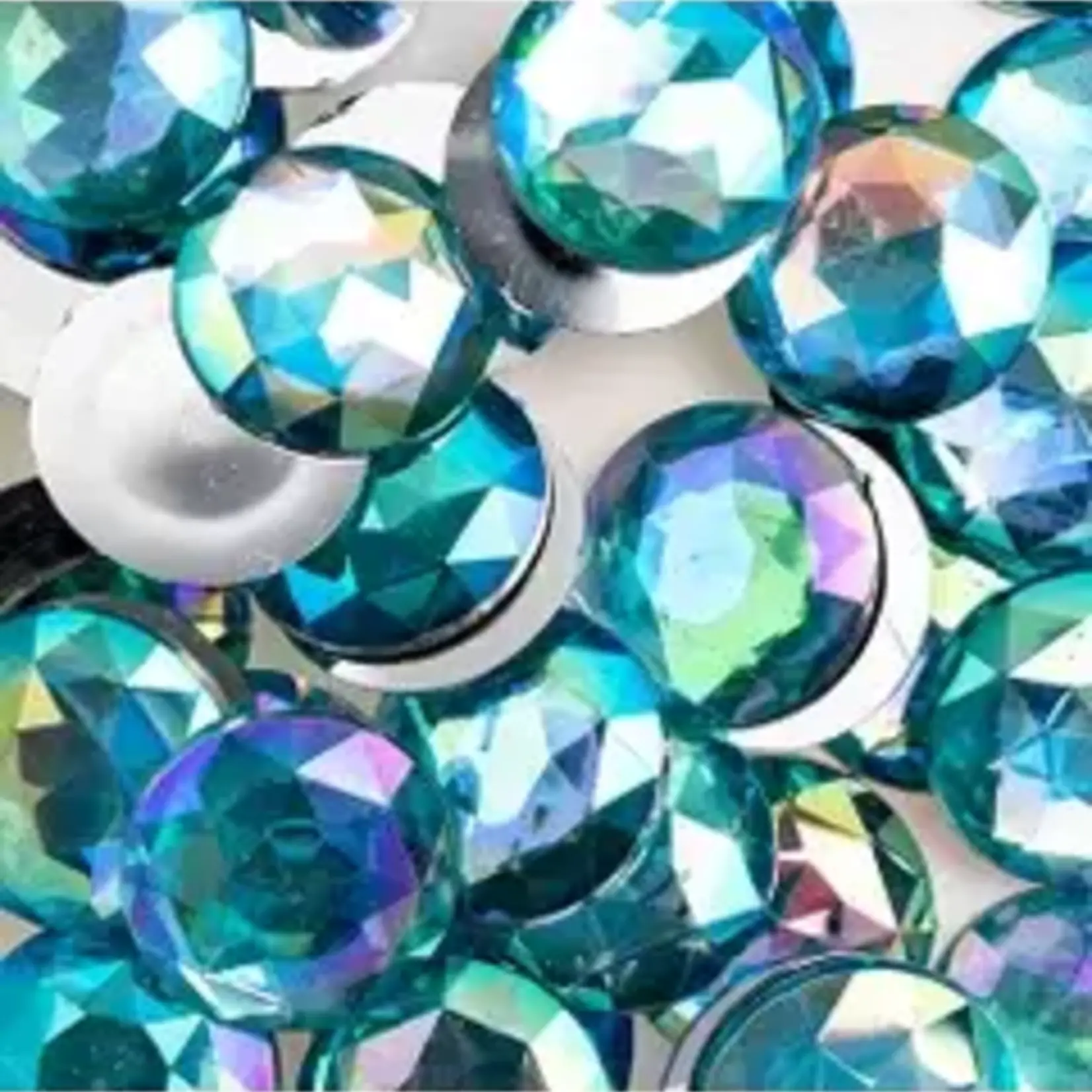 Acrylic Round Flat Back Rhinestones 25mm Aqua AB 100pcs