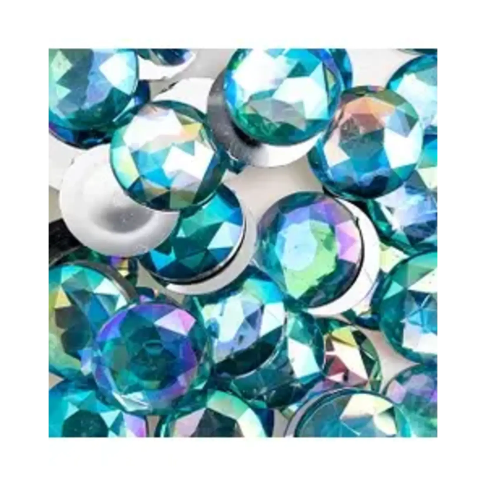Acrylic Round Flat Back Rhinestones 25mm Aqua AB 100pcs