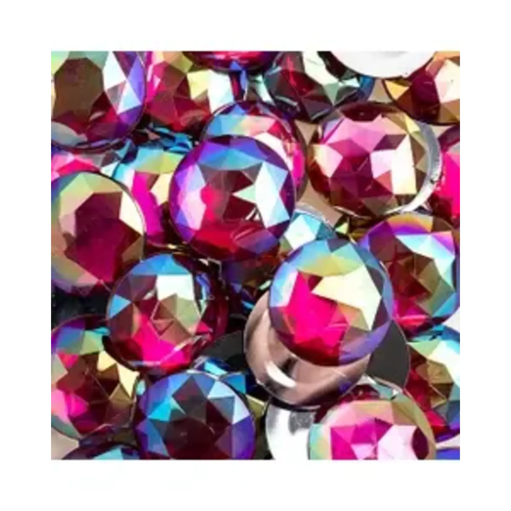 Acrylic Round Flat Back Rhinestones 25mm Fuchsia AB 100pcs