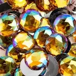 Acrylic Round Flat Back Rhinestones 25mm Gold AB 100pcs