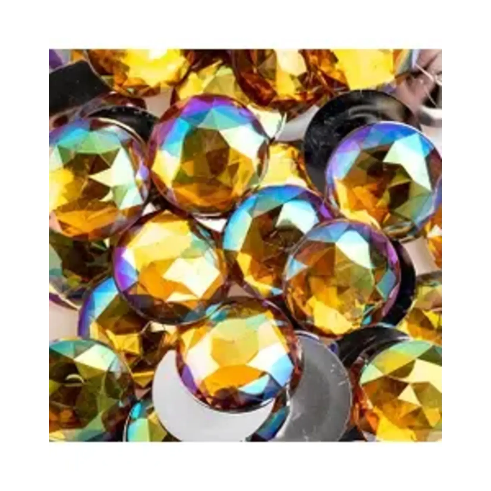 Acrylic Round Flat Back Rhinestones 25mm Gold AB 100pcs