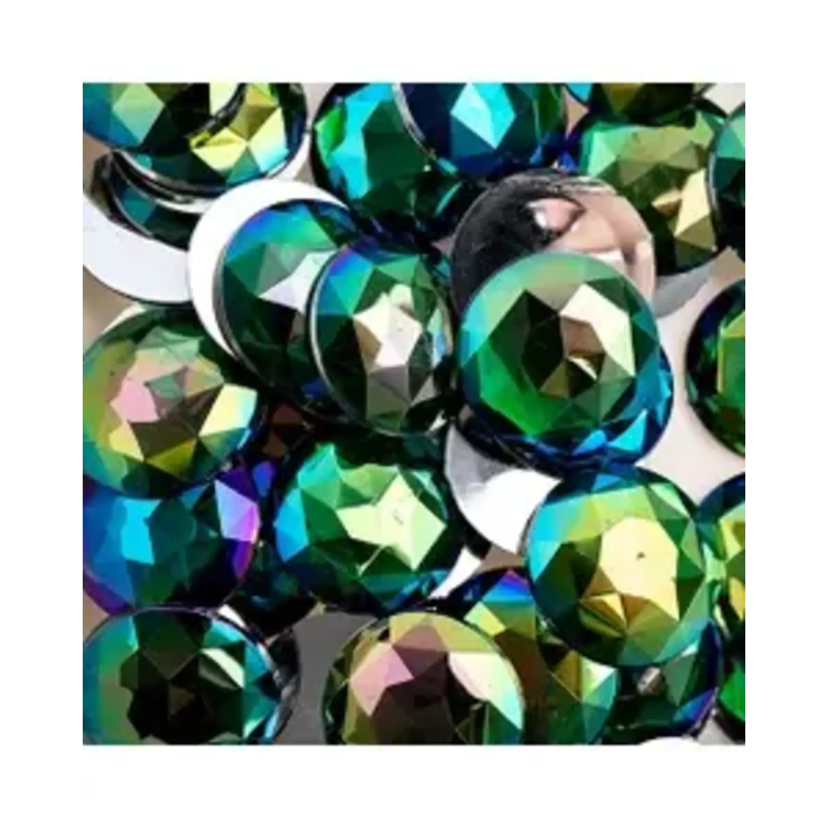Acrylic Round Flat Back Rhinestones 25mm Green AB 100pcs