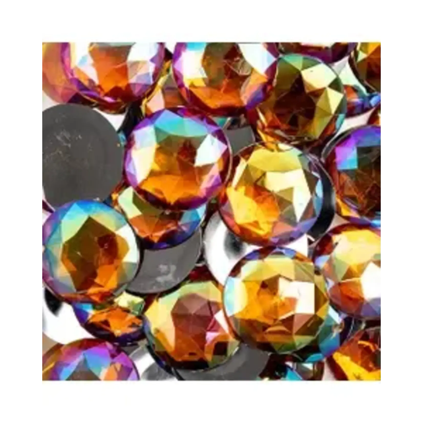 Acrylic Round Flat Back Rhinestones 25mm Orange AB 100pcs