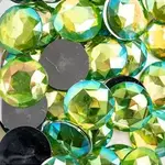 Acrylic Round Flat Back Rhinestones 25mm Peridot AB 100pcs