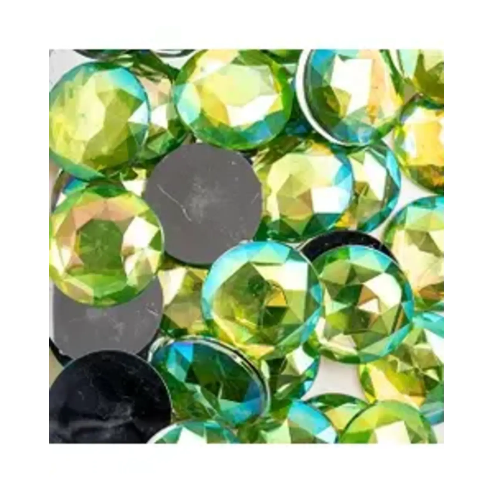 Acrylic Round Flat Back Rhinestones 25mm Peridot AB 100pcs