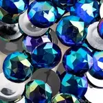 Acrylic Round Flat Back Rhinestones 25mm Royal Blue AB 100pcs