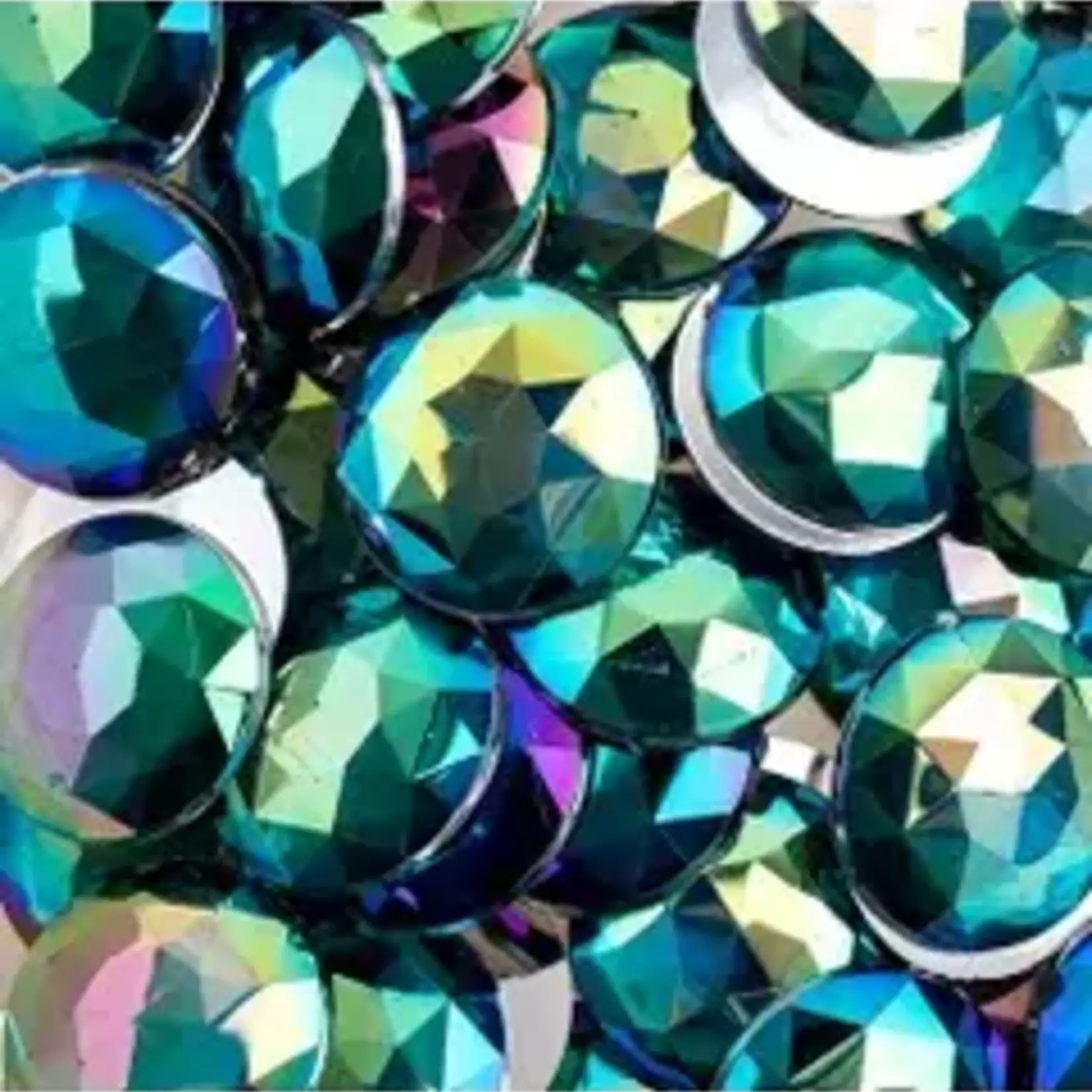 Acrylic Round Flat Back Rhinestones 25mm Turquoise AB 100pcs