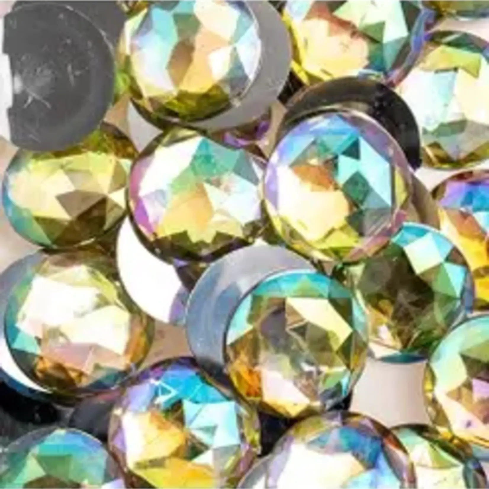 Acrylic Round Flat Back Rhinestones 25mm Yellow AB 100pcs