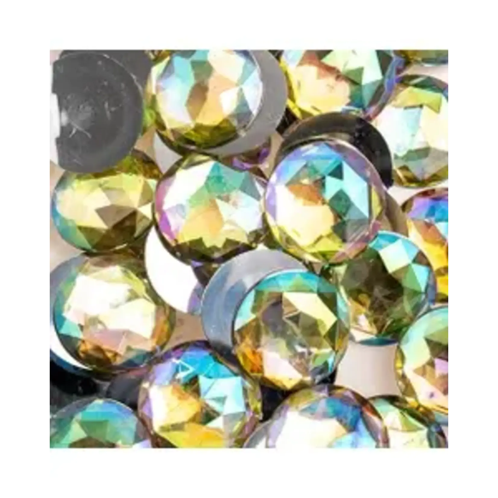 Acrylic Round Flat Back Rhinestones 25mm Yellow AB 100pcs