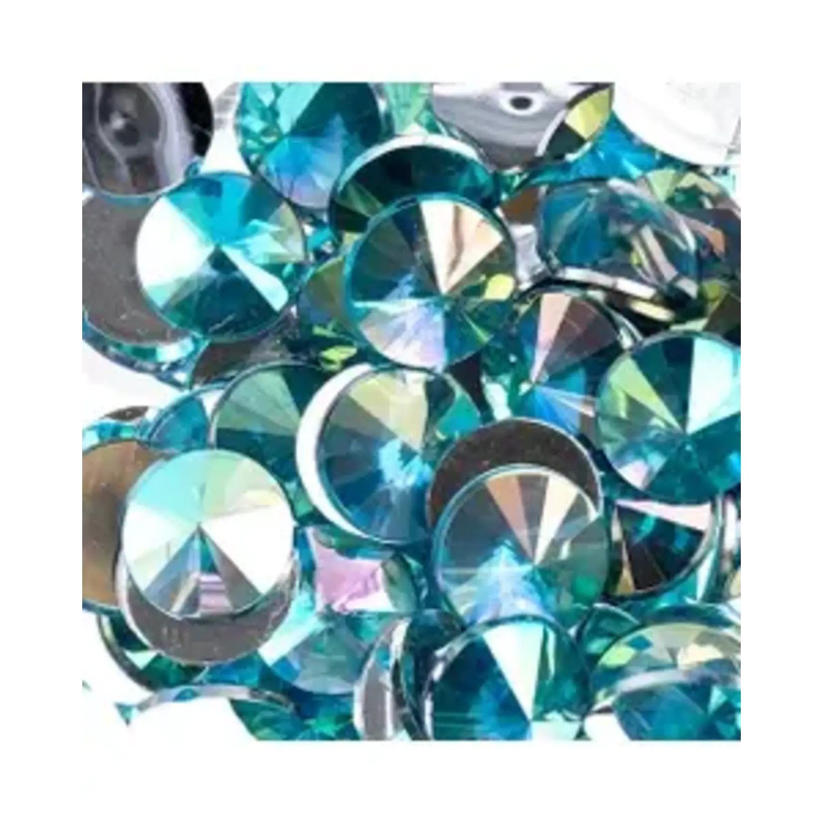 Acrylic Rivoli Flat Back Rhinestones 14mm Aqua AB 200pcs