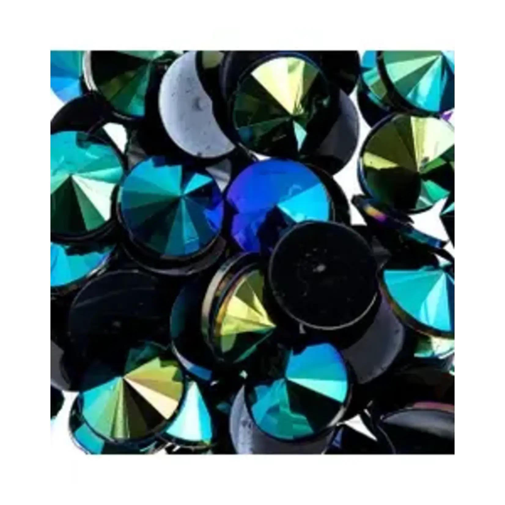 Acrylic Rivoli Flat Back Rhinestones 14mm Black AB 200pcs