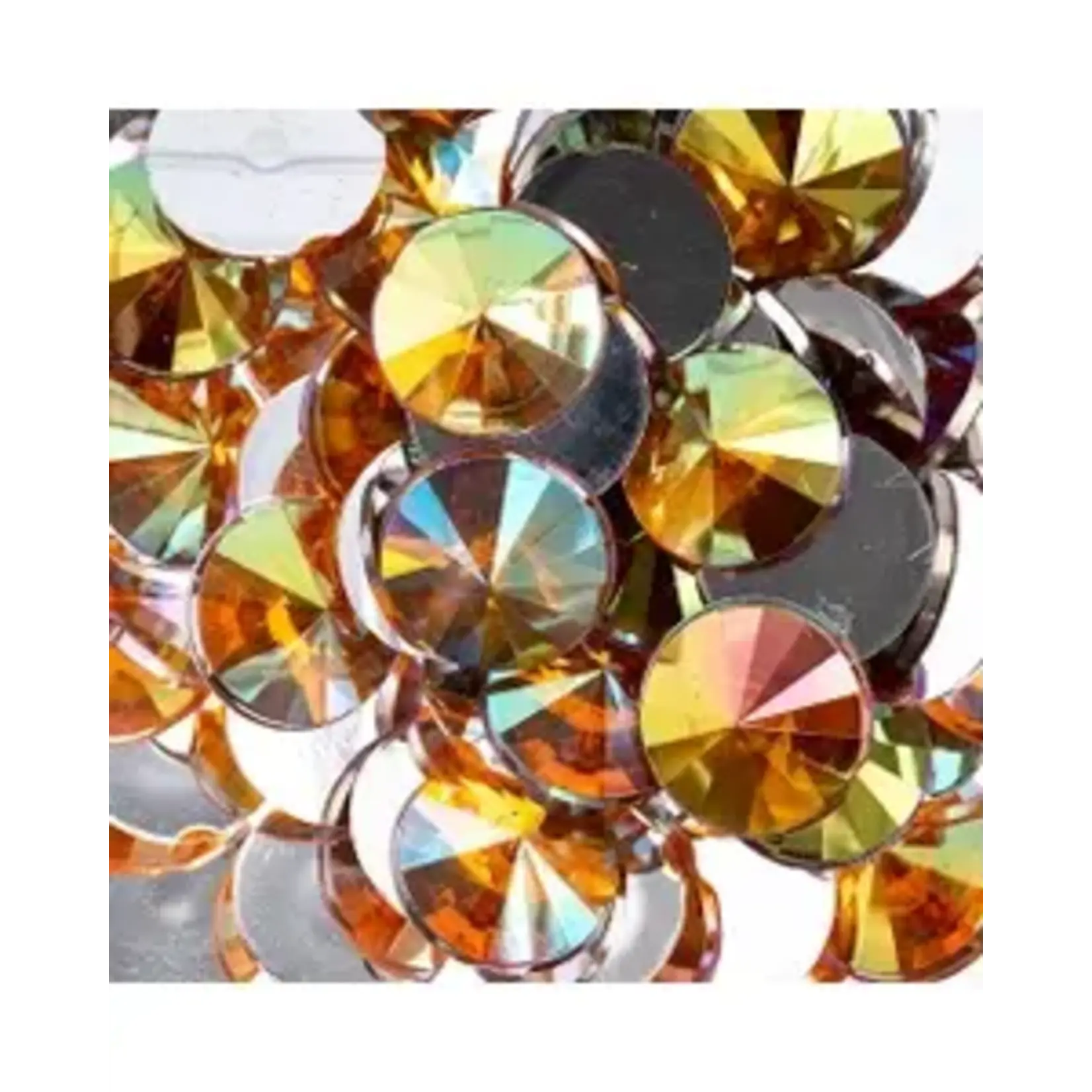 Acrylic Rivoli Flat Back Rhinestones 14mm Gold AB 200pcs