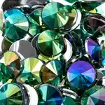 Acrylic Rivoli Flat Back Rhinestones 14mm Green AB 200pcs