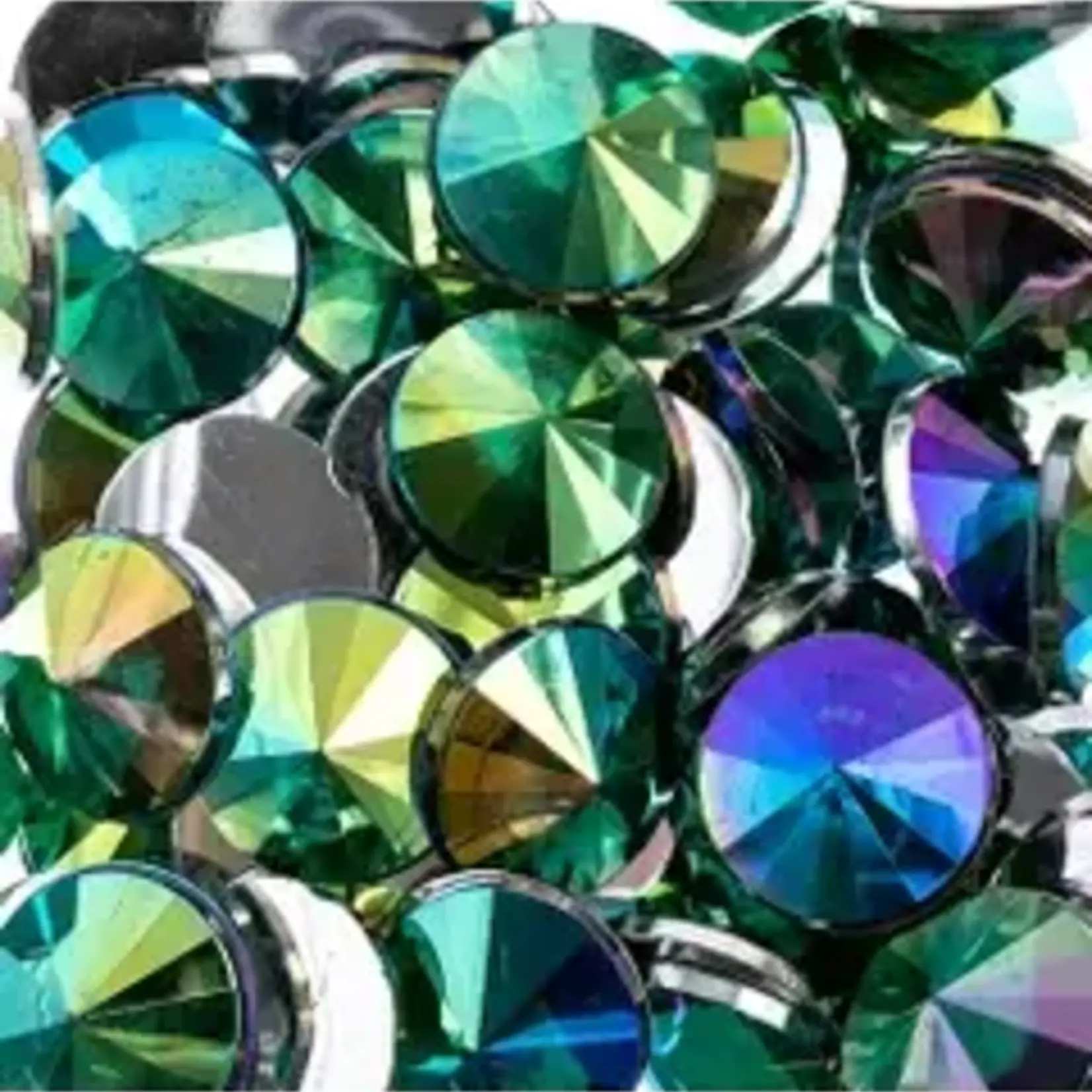 Acrylic Rivoli Flat Back Rhinestones 14mm Green AB 200pcs