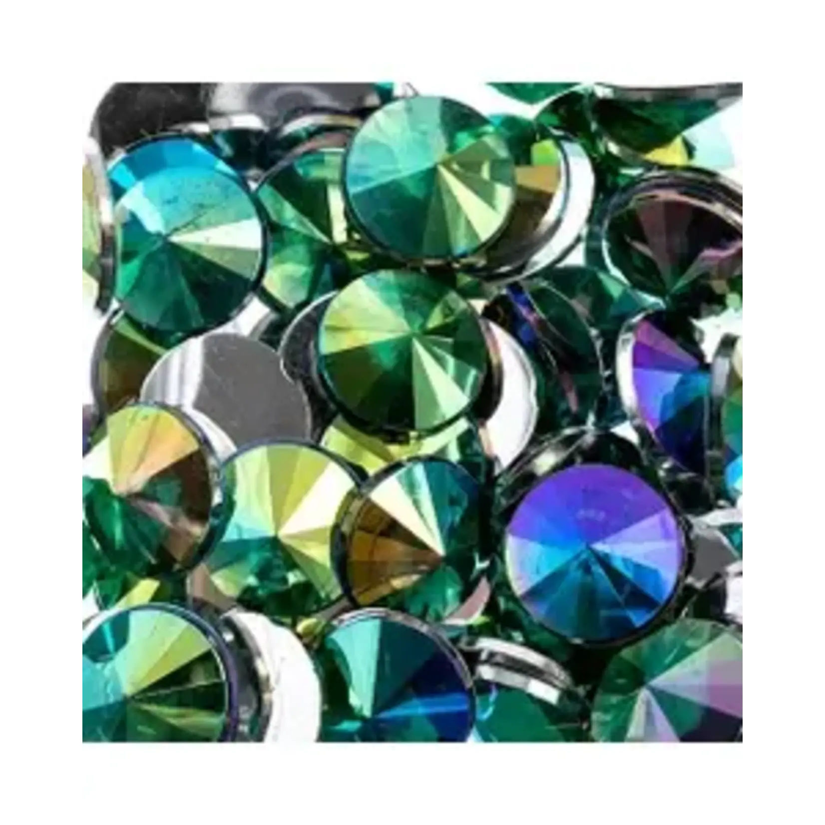 Acrylic Rivoli Flat Back Rhinestones 14mm Green AB 200pcs