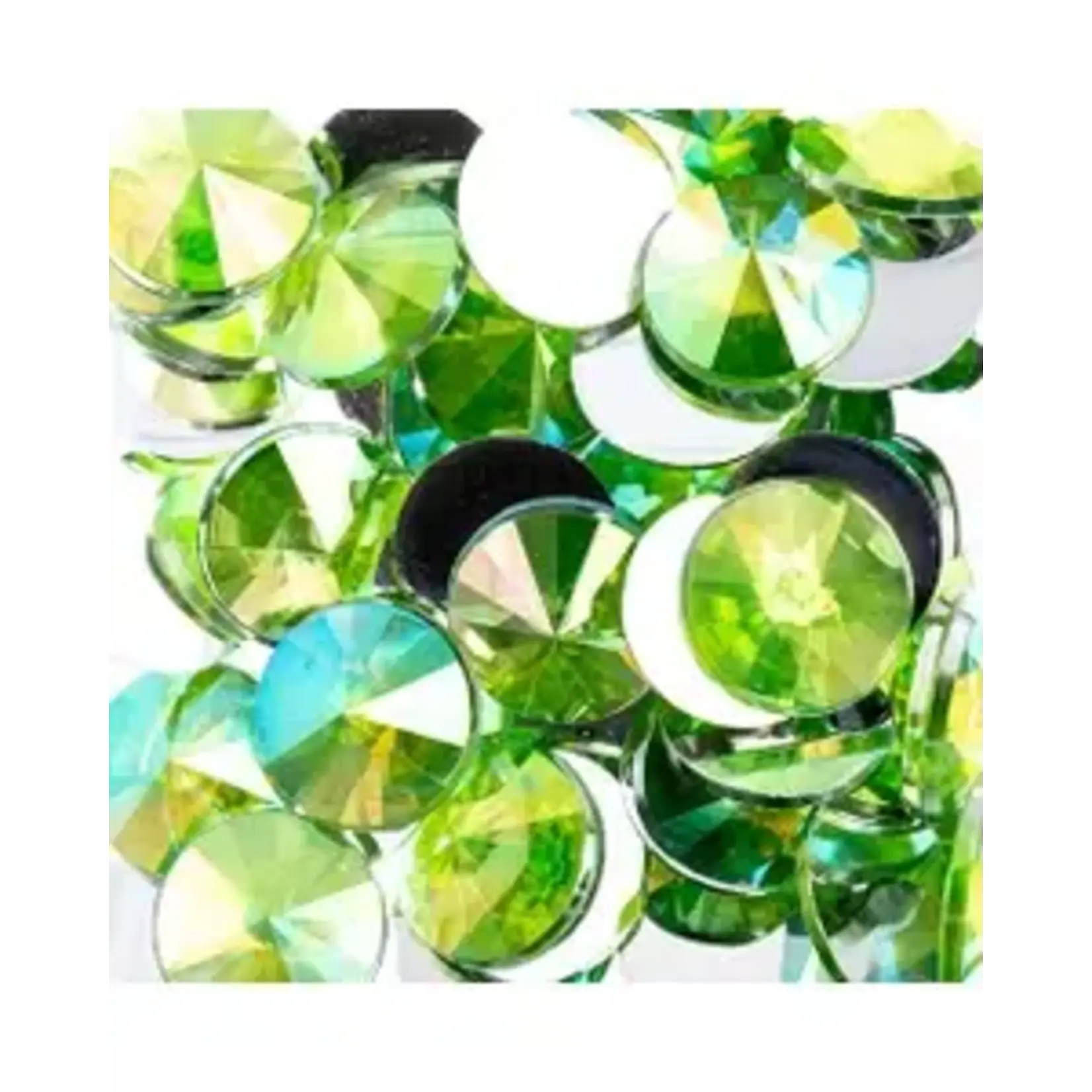 Acrylic Rivoli Flat Back Rhinestones 14mm Peridot AB 200pcs
