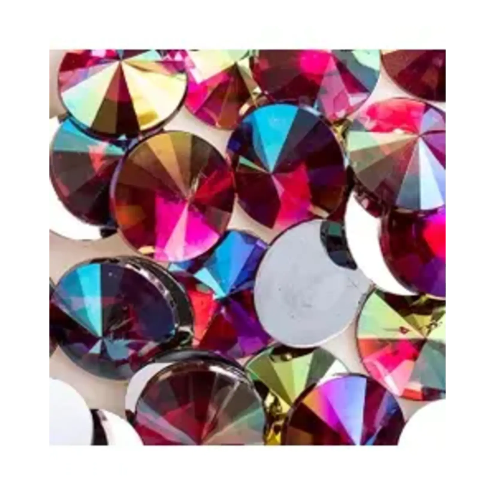 Acrylic Rivoli Flat Back Rhinestones 18mm Fuchsia AB 200pcs