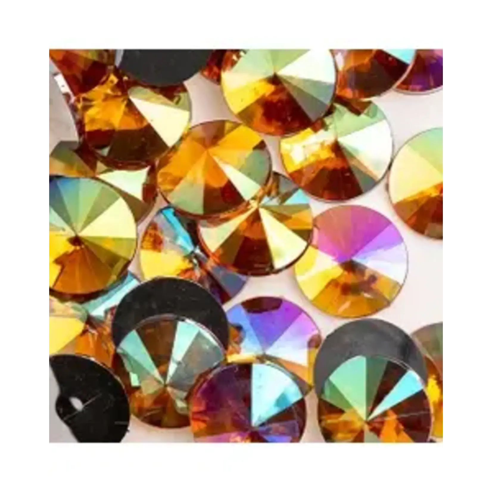 Acrylic Rivoli Flat Back Rhinestones 18mm Gold AB 200pcs