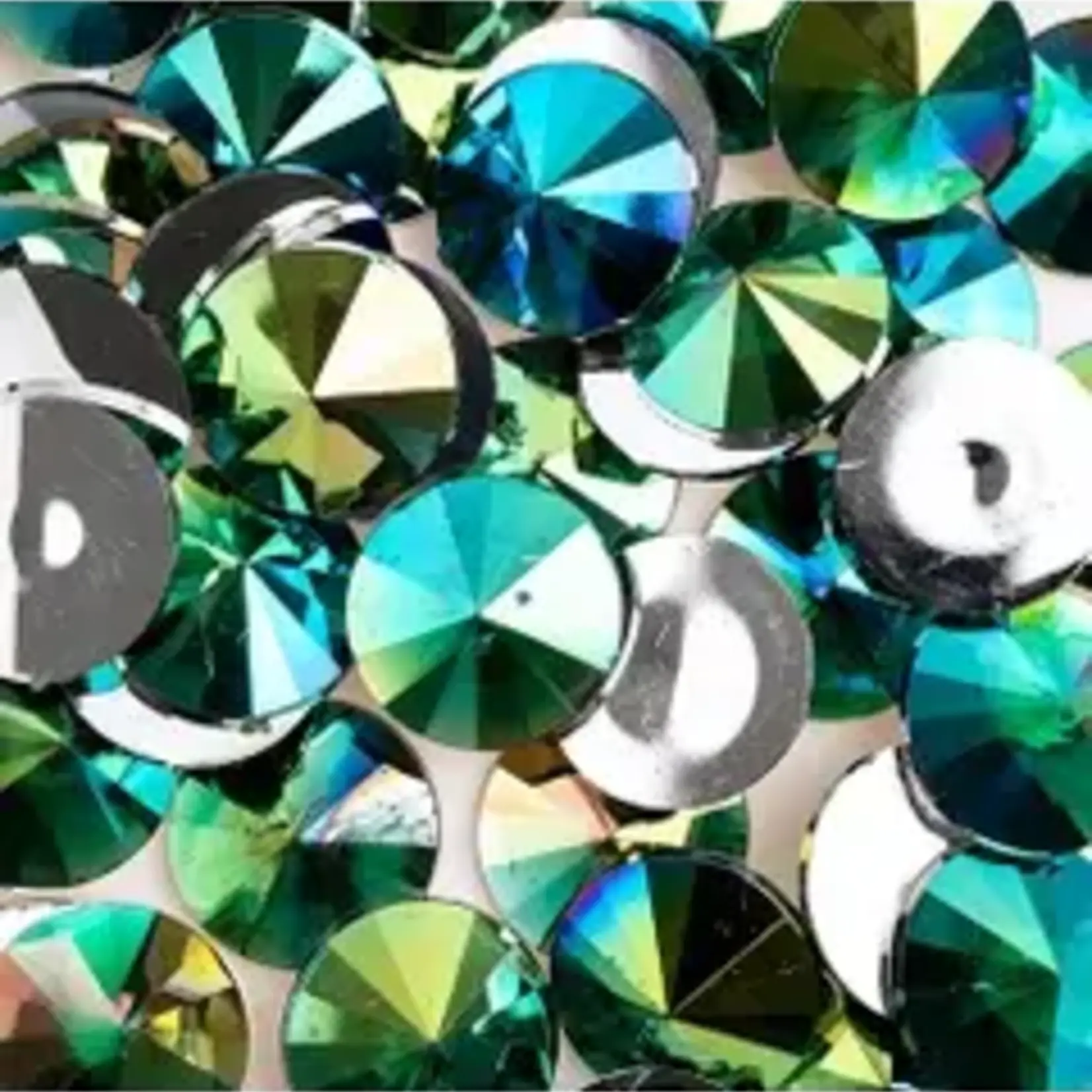 Acrylic Rivoli Flat Back Rhinestones 18mm Green AB 200pcs