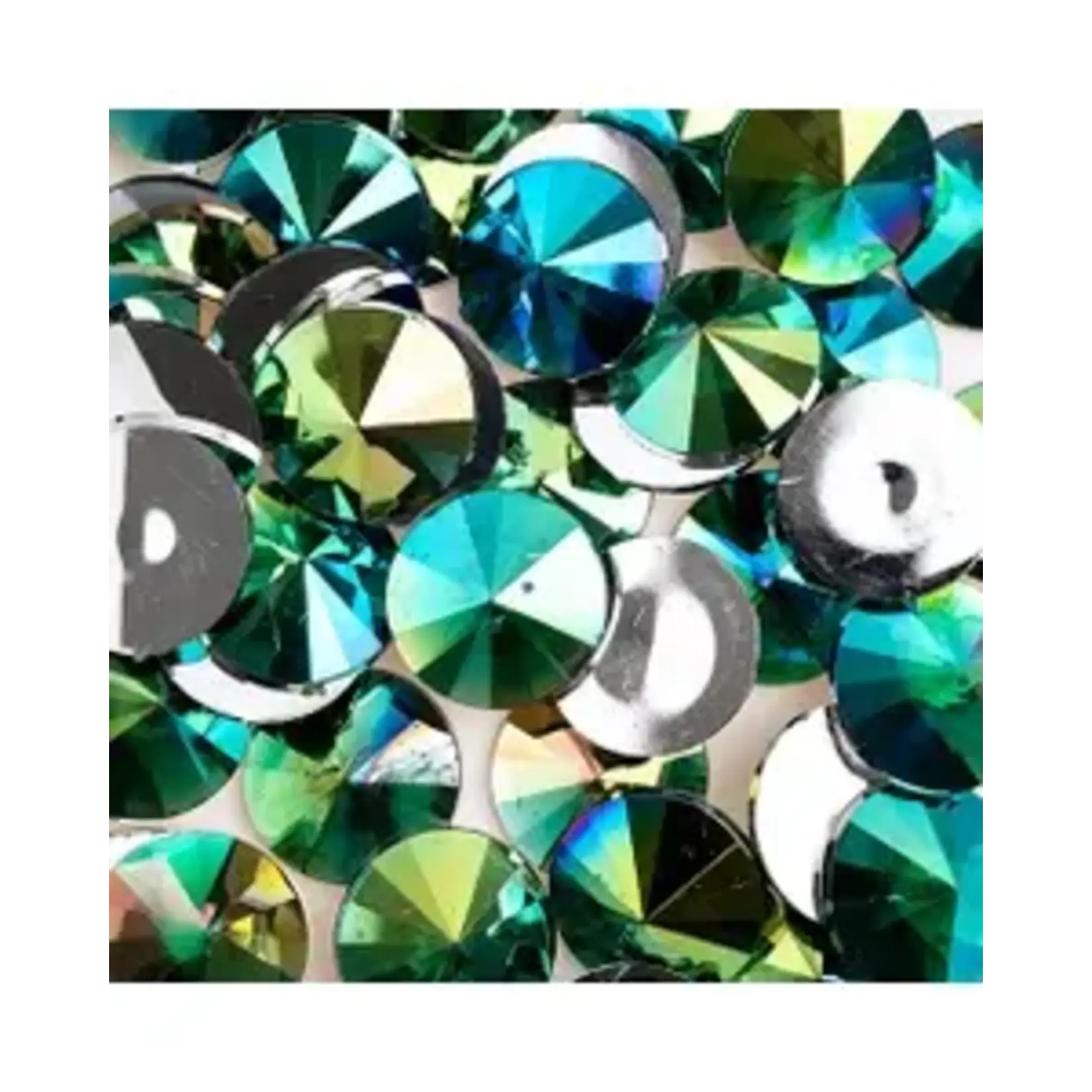 Acrylic Rivoli Flat Back Rhinestones 18mm Green AB 200pcs