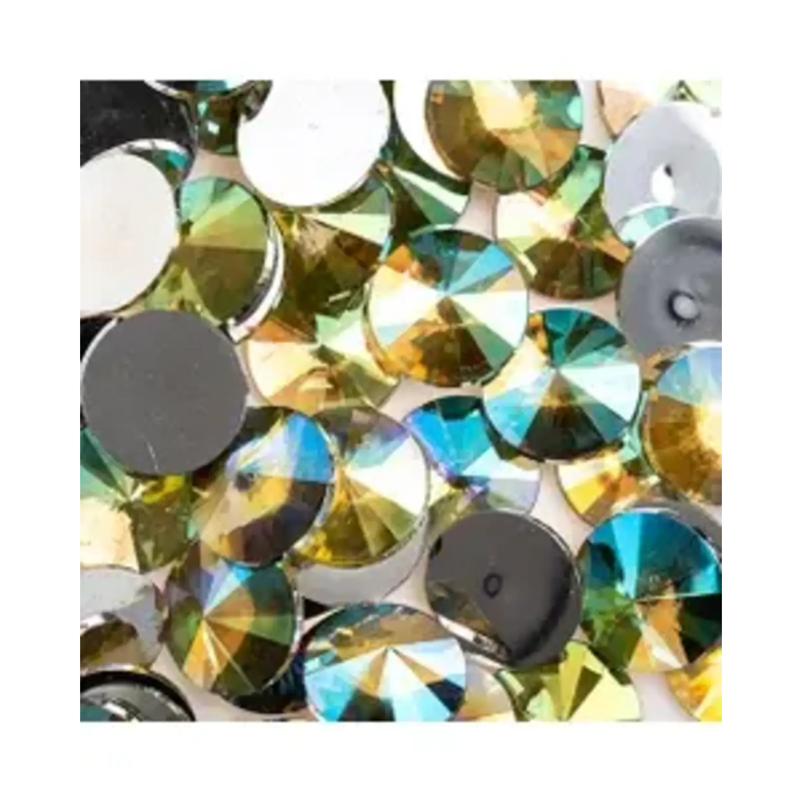 Acrylic Rivoli Flat Back Rhinestones 18mm Yellow AB 200pcs