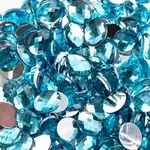 Acrylic Oval Flat Back Rhinestones  8x10mm Aqua 200pcs
