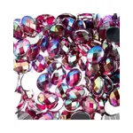 Acrylic Oval Flat Back Rhinestones  8x10mm Fuchsia AB 200pcs