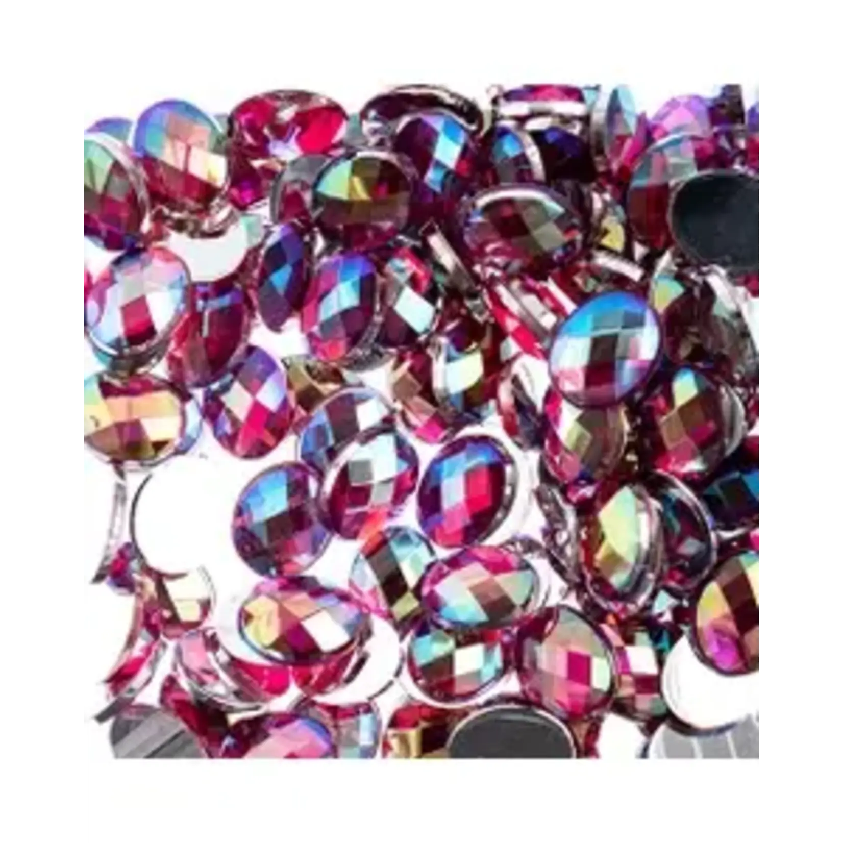Acrylic Oval Flat Back Rhinestones  8x10mm Fuchsia AB 200pcs