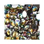 Acrylic Oval Flat Back Rhinestones  8x10mm Gold AB 200pcs