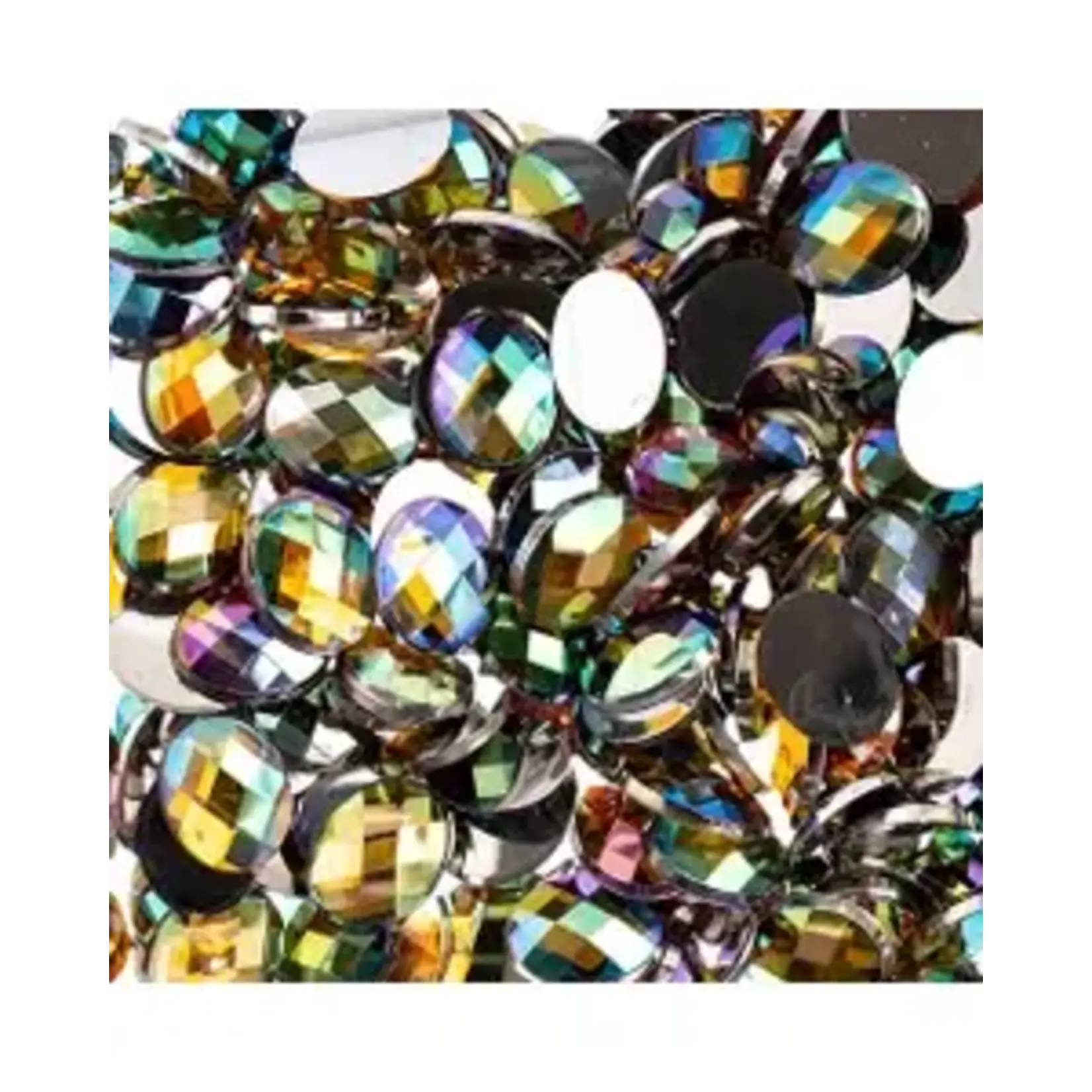 Acrylic Oval Flat Back Rhinestones  8x10mm Gold AB 200pcs