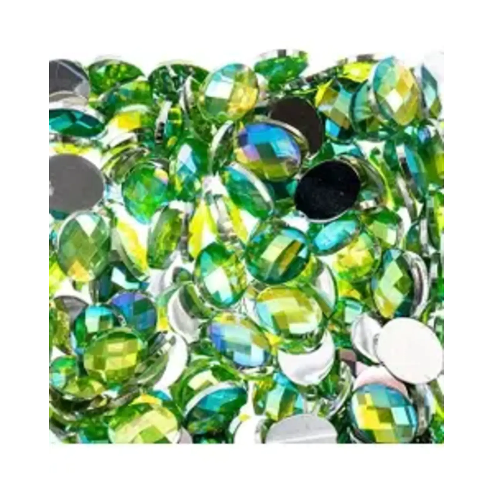 Acrylic Oval Flat Back Rhinestones  8x10mm Peridot AB 200pcs