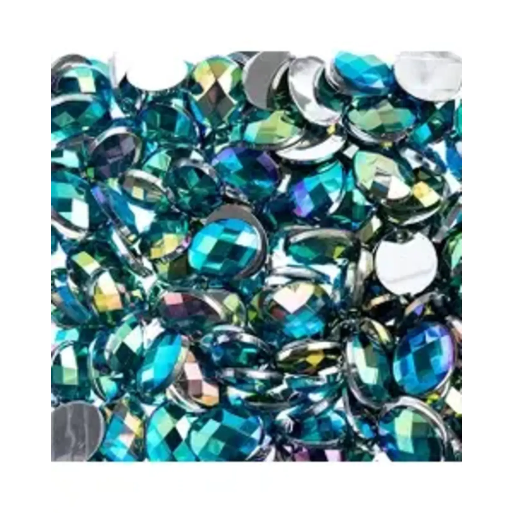 Acrylic Oval Flat Back Rhinestones  8x10mm Turquoise AB 200pcs