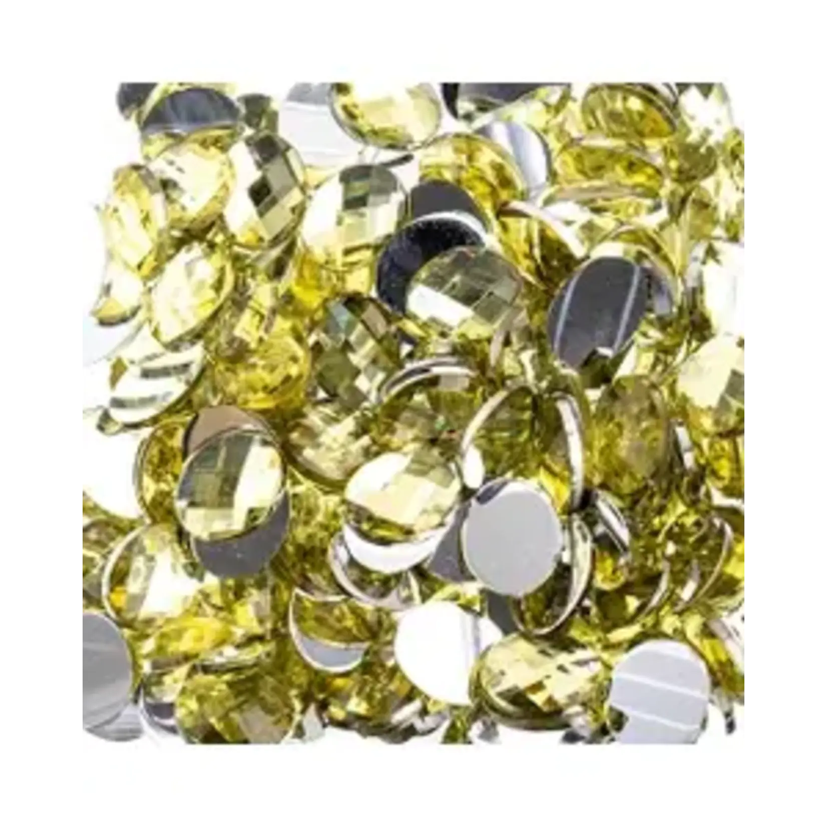 Acrylic Oval Flat Back Rhinestones  8x10mm Yellow 200pcs