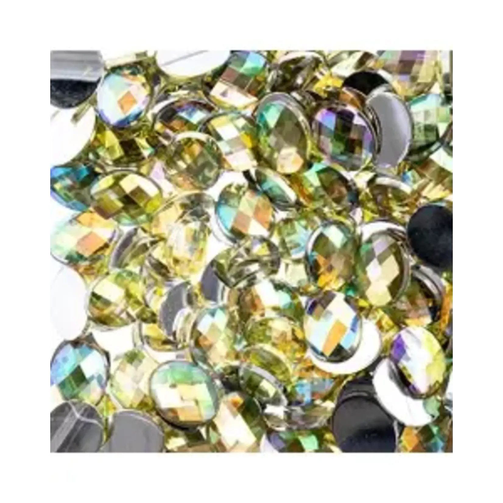 Acrylic Oval Flat Back Rhinestones  8x10mm Yellow AB 200pcs