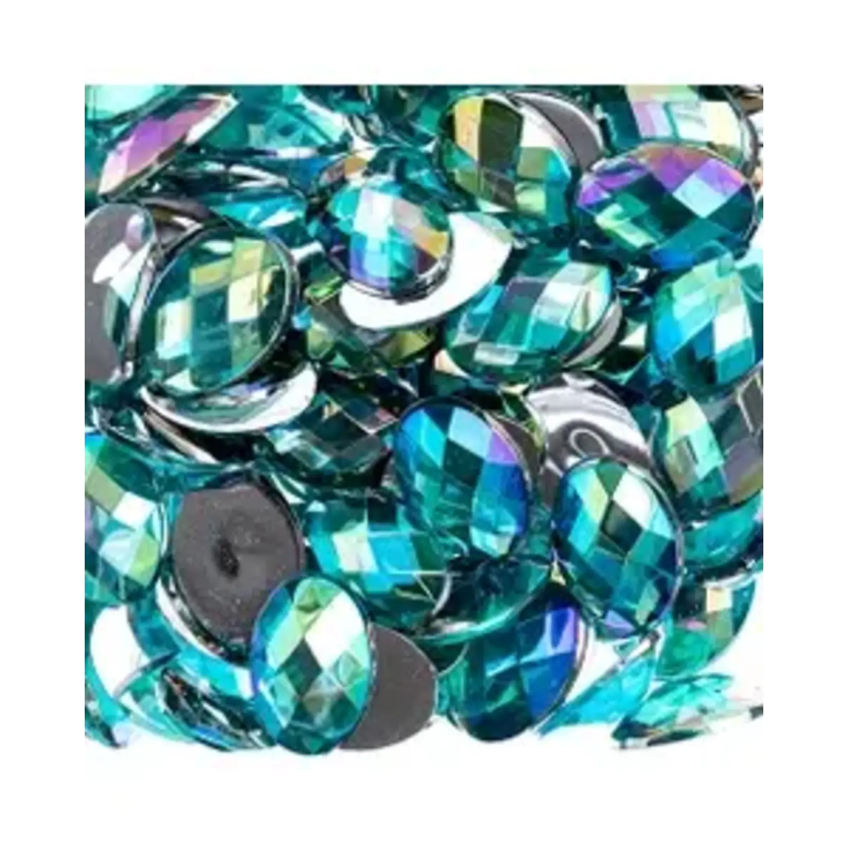 Acrylic Oval Flat Back Rhinestones 10x14mm Aqua AB 200pcs