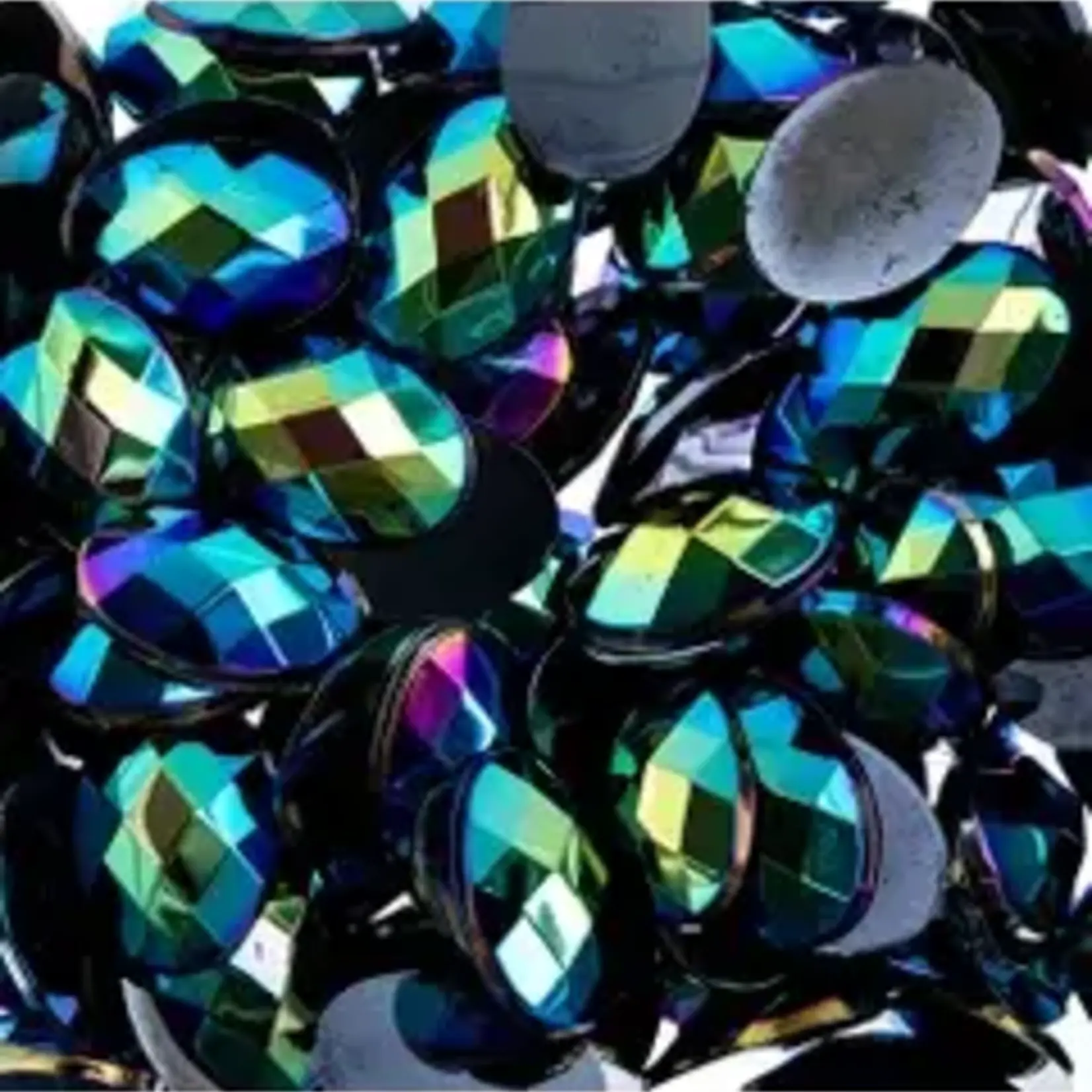 Acrylic Oval Flat Back Rhinestones 10x14mm Black AB 200pcs