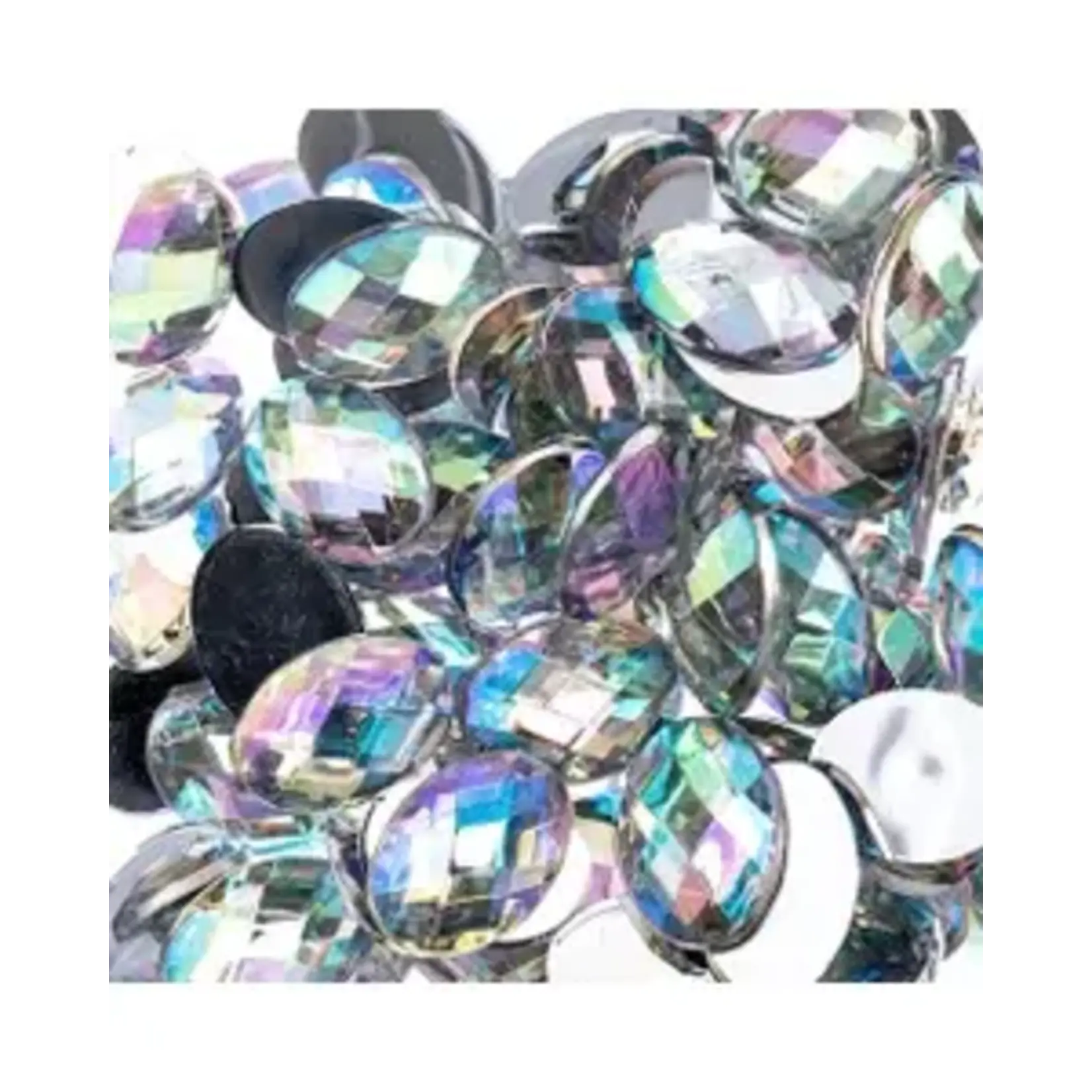 Acrylic Oval Flat Back Rhinestones 10x14mm Crystal AB  200pcs