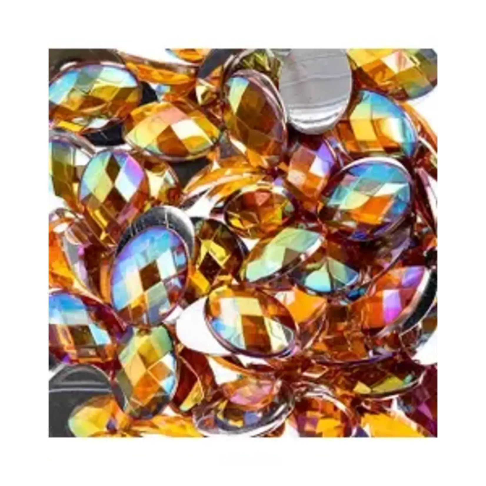 Acrylic Oval Flat Back Rhinestones 10x14mm Gold AB 200pcs