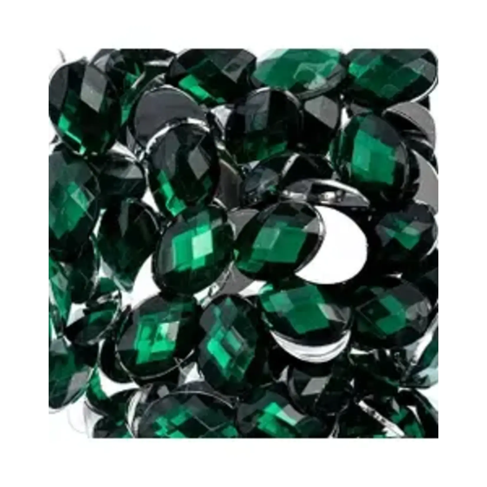 Acrylic Oval Flat Back Rhinestones 10x14mm Green 200pcs
