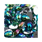 Acrylic Oval Flat Back Rhinestones 10x14mm Green AB 200pcs